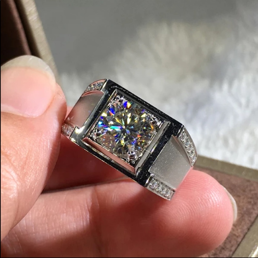 New Unisex 925 Silver Diamond Business Ring - Picture 5 of 5